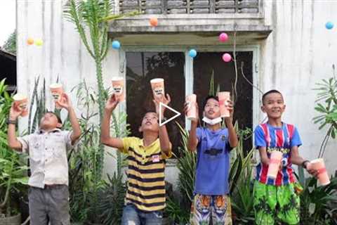 Both balls in both cup & both cups in both hands - Fun outdoor game