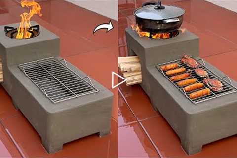 Build a 2 in 1 outdoor wood stove with cement and old Styrofoam - Simple ideas for wood stoves