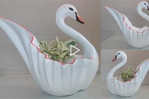 How to Make the Swan Pot Planters and Home Decor for Gardening // cement craft ideas