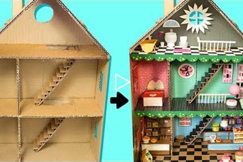 How to Make a Cardboard House with Rooms, Furniture & People | DIY Craft Ideas