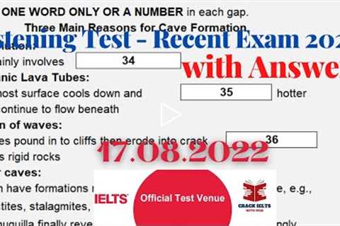 IELTS LISTENING ACTUAL TEST 2022 WITH ANSWER | 17.08.2022