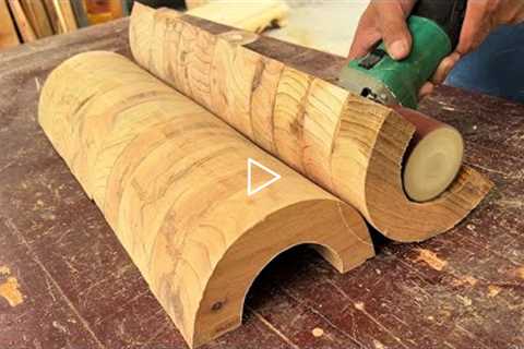 Extremely Ingenious Skills Curved Woodworking Craft Worker || Unique Design TV Stand Wood Furniture