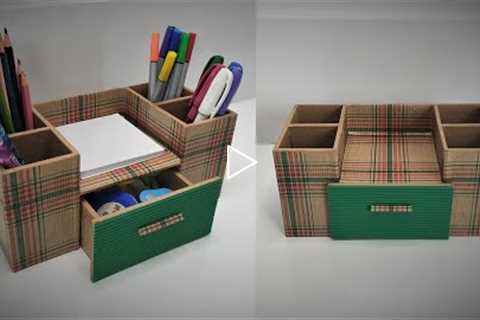 DIY - Desktop Organizer by Cardboard | Pen Holder Organizer | Cardboard Craft