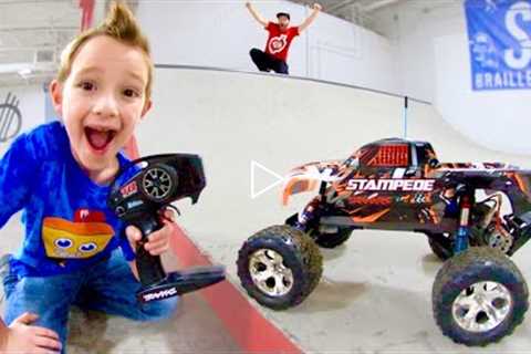 FATHER SON RC MONSTER TRUCK At The Skatepark!