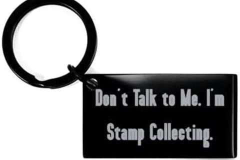 Fun Stamp Collecting, Don’t Talk to Me. I’m Stamp Collecting, Funny Keychain for Friends from