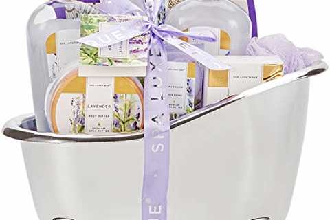 Spa Luxetique Lavender Spa Bath Gift Set, Luxury 8pc Bath Gift Sets for Her, Pampering Bath Tub..