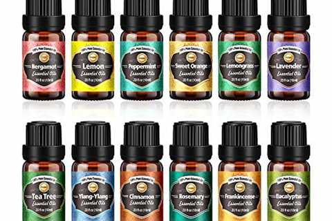 Innoo Tech Essential Oils Set 12 x 10 mL, Lavender, Eucalyptus, Lemon, Lemongrass, Sweet Orange,..