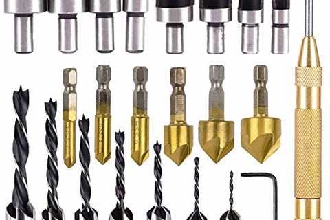 Rocaris 23-Pack Woodworking Chamfer Drilling Tool, 6pcs 1/4 Hex 5 Flute 90 Degree Countersink Drill ..