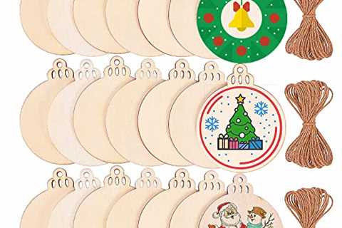 Max Fun 120PCS DIY Wooden Christmas Ornaments Unfinished Predrilled Wood Circles for Crafts..