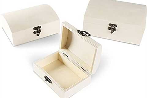 Unfinished Wood Box with Hinged Locking Lid, Wooden Jewelry Box (3 Pack)