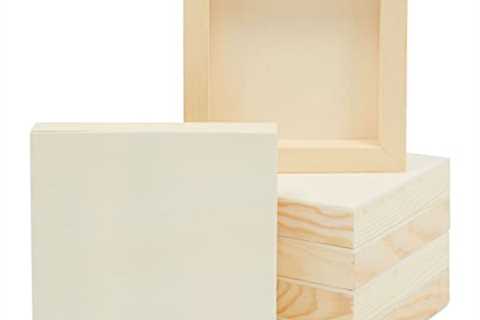 Unfinished Wood Paint Panel Boards (5 x 5 in, Square, 6 Pack)