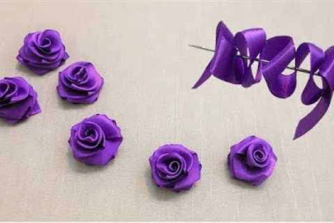 DIY Ribbon Flowers - How to Make Ribbon Roses - Amazing Ribbon Flower Trick -Easy Making with Needle