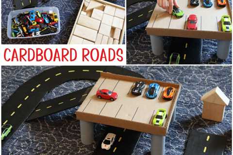 Cardboard Roads and Parking Lot for Toy Cars