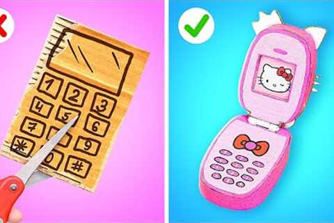 MY MOM MADE ME DIY KITTY PHONE😻 || Awesome Parenting Hacks made from Cardboard by 123GO! CHALLENGE