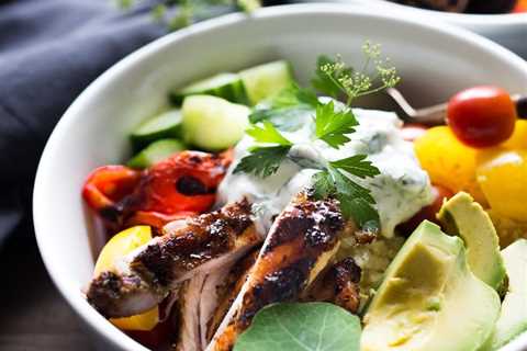 Chicken Souvlaki Bowl (with Cauliflower Rice)