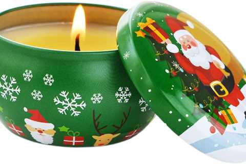CUTeFiorino Wooden Candle Holder Set - Rechargeable Green Soy Scented Candles & Electric Tea..